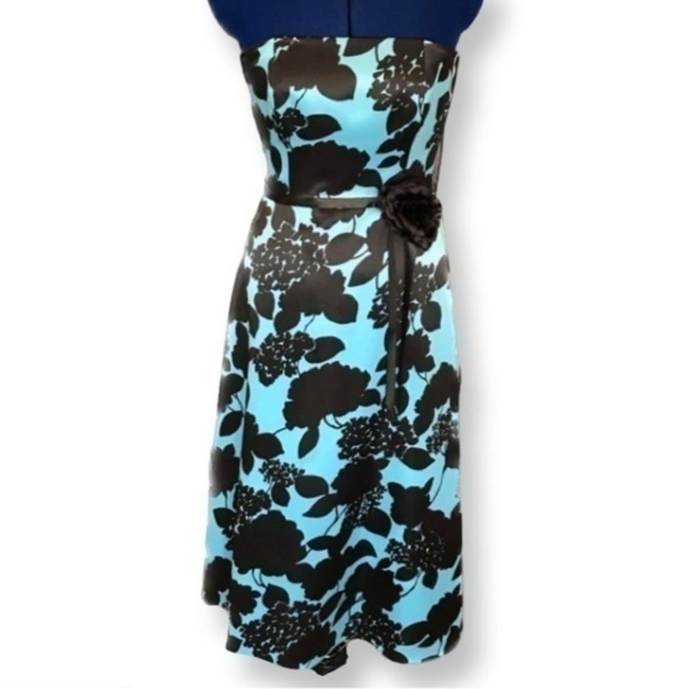 Kathlin Argiro - Dress- Strapless Floral - Size 4 - Blue and Brown